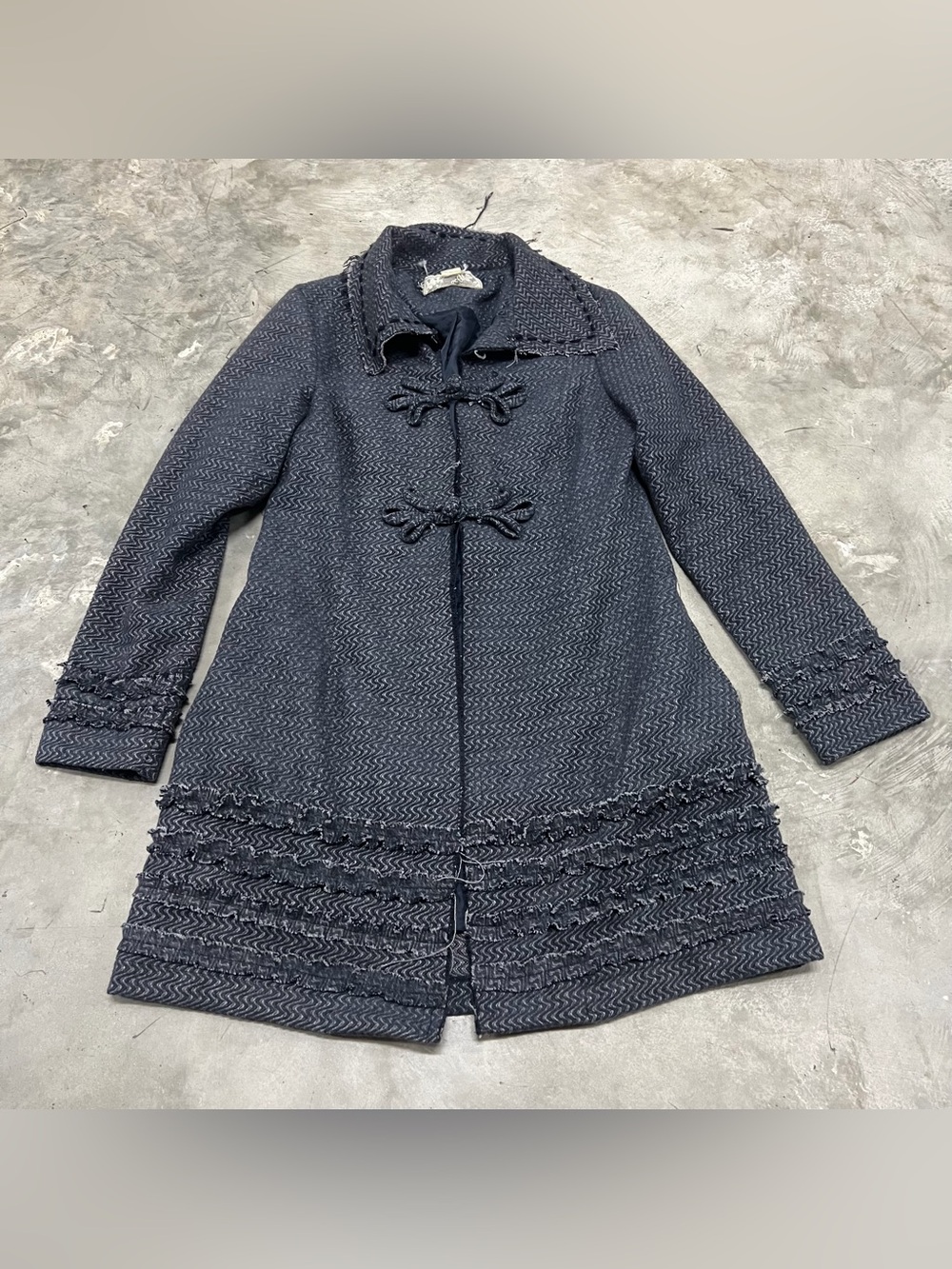 Nick and Mo Anthropologie Navy Pea Coat Size M Long Sleeved Jacket Wool Blend